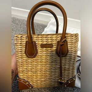 Michael Kors Malibu Woven Straw Crossbody Bag.